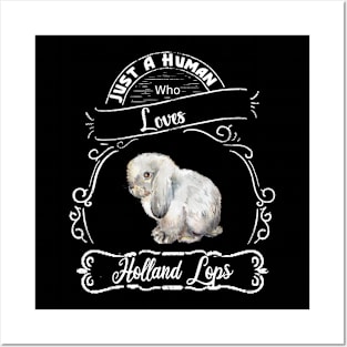 Just a human who loves Holland Lop rabbits Posters and Art